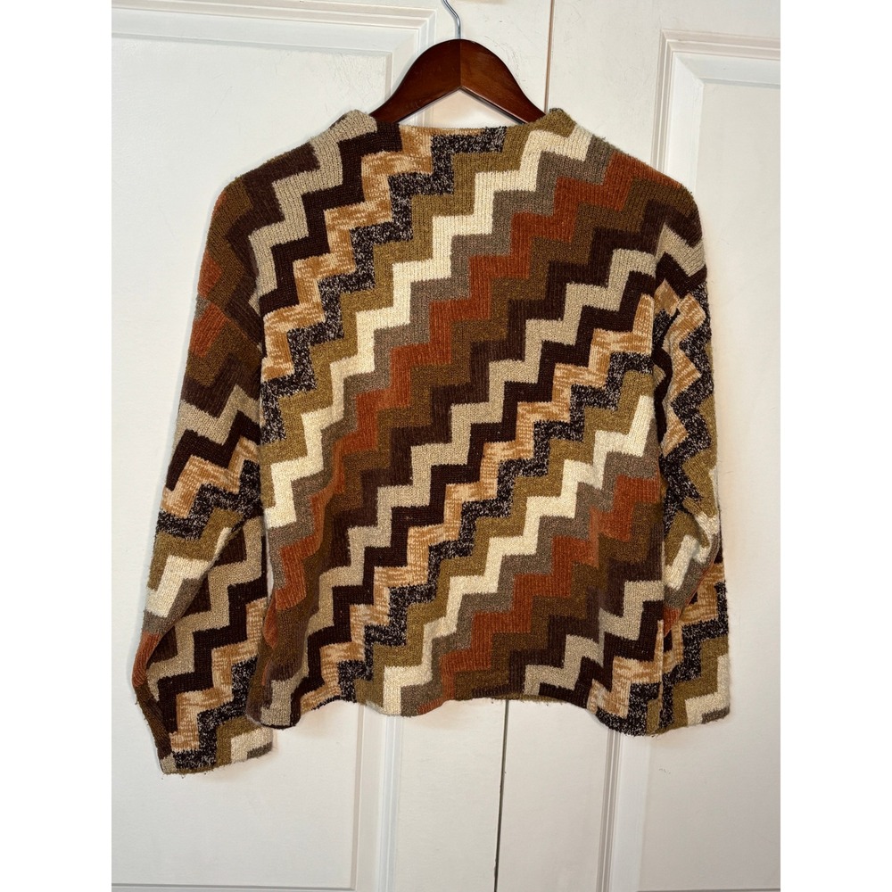 Design Options Philip Jane Gordon Chevron Zigzag Cardigan Sweater Brown Rust Med - Picture 4 of 6